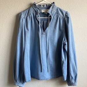 ba&sh Light Blue Denim Blouse